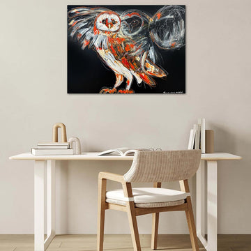 Echo, the ascending canary barn owl (Original Painting)