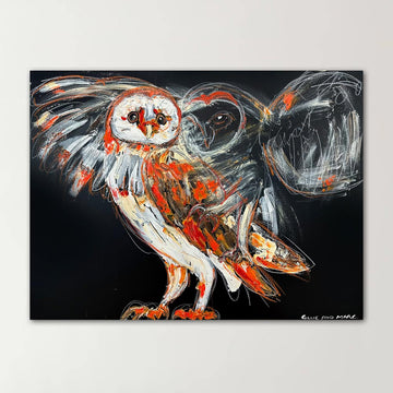 Echo, the ascending canary barn owl (Original Painting)