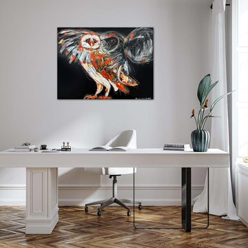 Echo, the ascending canary barn owl (Original Painting)