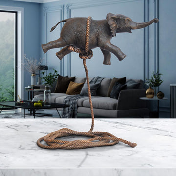 Baby Elephant Flying High For The First Time (Bronze Sculpture)