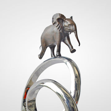 African Elephant Goes Round the World (Bronze Sculpture)