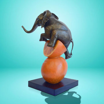 Elephant Loves Oranges (Bronze Sculpture, Small)