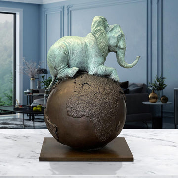 Elephant on Top of the World (Bronze Sculpture)