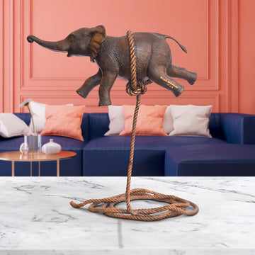 Baby Elephant Flying High For The First Time (Bronze Sculpture)