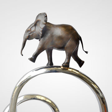 African Elephant Goes Round the World (Bronze Sculpture)