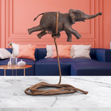 Baby Elephant Flying High For The First Time (Bronze Sculpture)
