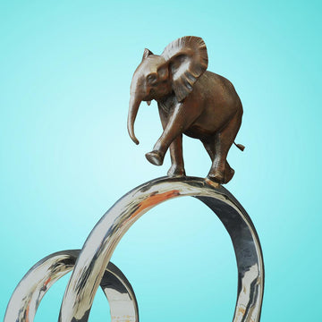 African Elephant Goes Round the World (Bronze Sculpture)