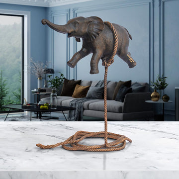 Baby Elephant Flying High For The First Time (Bronze Sculpture)