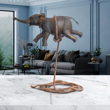 Baby Elephant Flying High For The First Time (Bronze Sculpture)