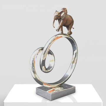 African Elephant Goes Round the World (Bronze Sculpture)