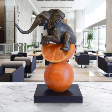 Elephant Loves Oranges (Bronze Sculpture, Small)