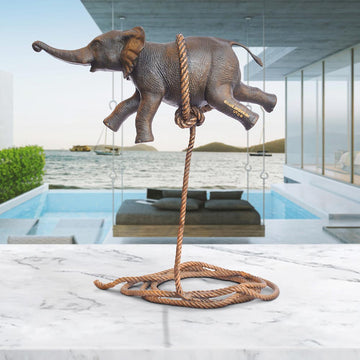 Baby Elephant Flying High For The First Time (Bronze Sculpture)