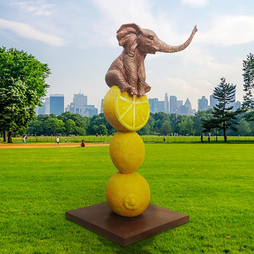 Elephants Love Lemons Big Time (Bronze Sculpture)