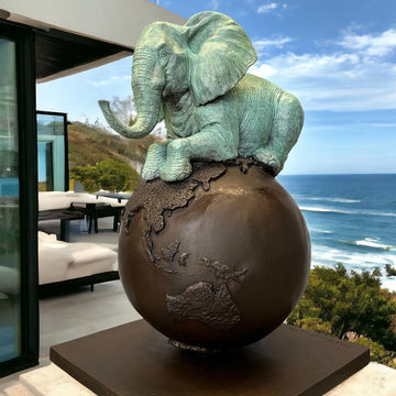 Elephant on Top of the World (Bronze Sculpture)