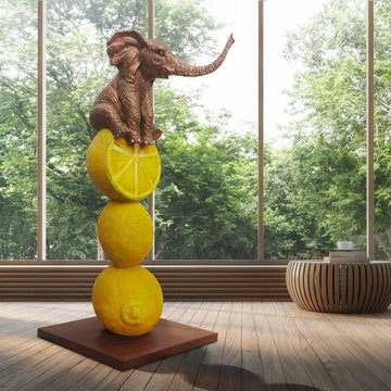 Elephants Love Lemons Big Time (Bronze Sculpture)