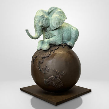 Elephant on Top of the World (Bronze Sculpture)