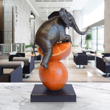 Elephant Loves Oranges (Bronze Sculpture, Small)