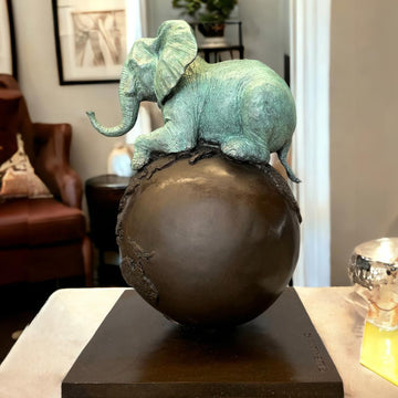 Elephant on Top of the World (Bronze Sculpture)