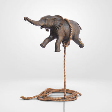 Baby Elephant Flying High For The First Time (Bronze Sculpture)