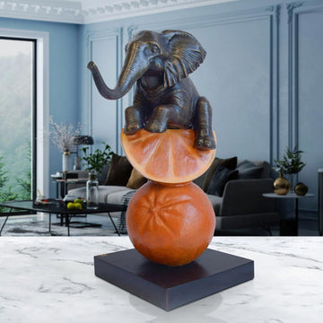Elephant Loves Oranges (Bronze Sculpture, Small)