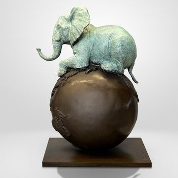 Elephant on Top of the World (Bronze Sculpture)
