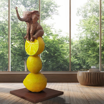 Elephants Love Lemons Big Time (Bronze Sculpture)