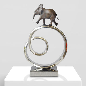 African Elephant Goes Round the World (Bronze Sculpture)