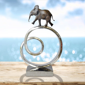 African Elephant Goes Round the World (Bronze Sculpture)