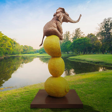 Elephants Love Lemons Big Time (Bronze Sculpture)