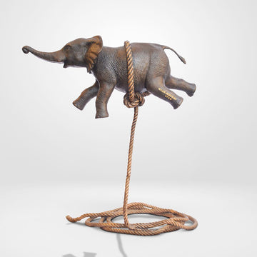 Baby Elephant Flying High For The First Time (Bronze Sculpture)
