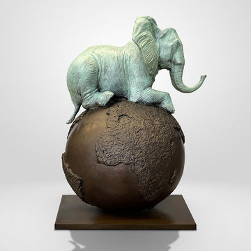 Elephant on Top of the World (Bronze Sculpture)
