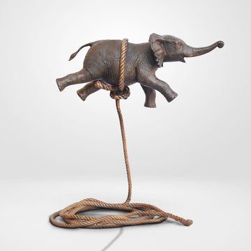 Baby Elephant Flying High For The First Time (Bronze Sculpture)