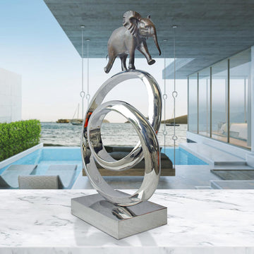 African Elephant Goes Round the World (Bronze Sculpture)
