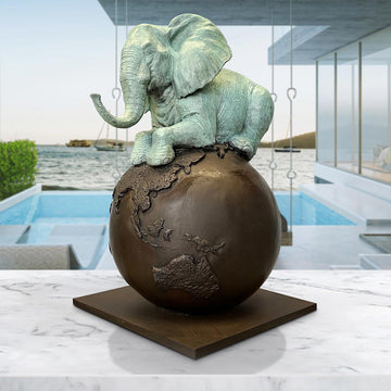 Elephant on Top of the World (Bronze Sculpture)