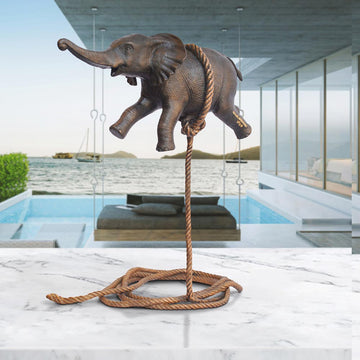Baby Elephant Flying High For The First Time (Bronze Sculpture)