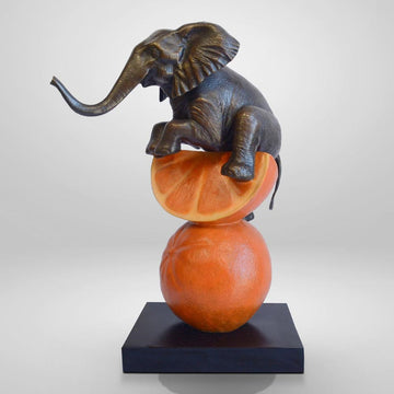 Elephant Loves Oranges (Bronze Sculpture, Small)