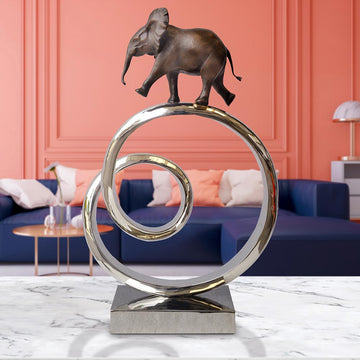 African Elephant Goes Round the World (Bronze Sculpture)
