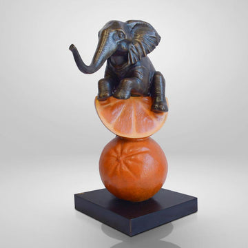 Elephant Loves Oranges (Bronze Sculpture, Small)