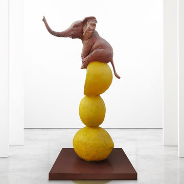Elephants Love Lemons Big Time (Bronze Sculpture)