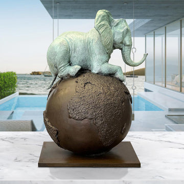 Elephant on Top of the World (Bronze Sculpture)