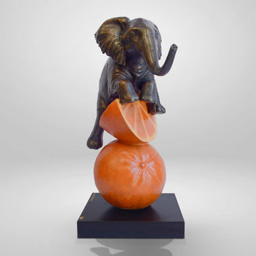 Elephant Loves Oranges (Bronze Sculpture, Small)