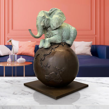Elephant on Top of the World (Bronze Sculpture)
