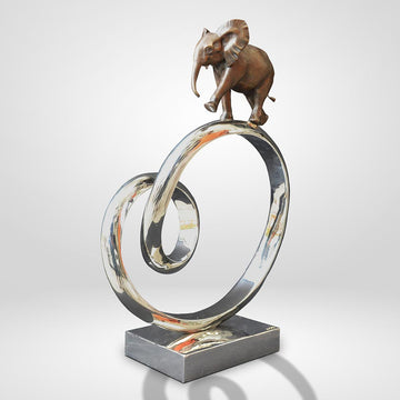 African Elephant Goes Round the World (Bronze Sculpture)