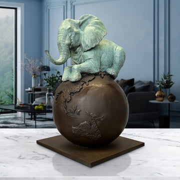 Elephant on Top of the World (Bronze Sculpture)
