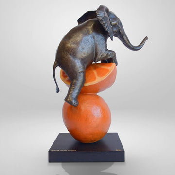 Elephant Loves Oranges (Bronze Sculpture, Small)