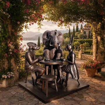 Rabbitwoman, Dogman and Elephant at the Table of Love (Bronze Sculpture)