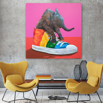 Elephant in a technicolour wonderland (Original Painting)