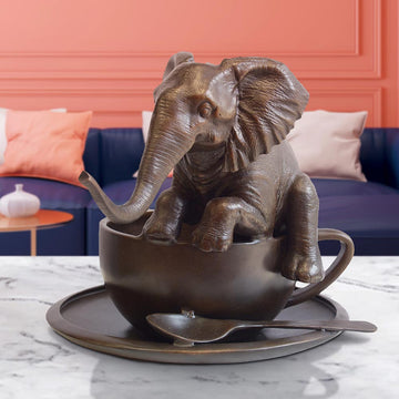 Elephant in a Cup (Bronze Sculpture, Small)