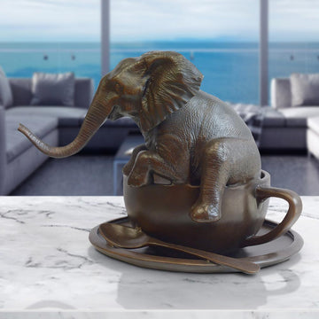 Elephant in a Cup (Bronze Sculpture, Small)