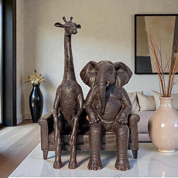 The Elephant Thought Big, the Giraffe Thought Tall (Bronze Sculpture)